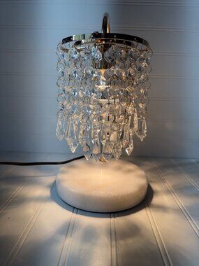 Lubita Gold Candle Warmer Lamp With Crystal Shade Marble Base Adjustable Dim Lig